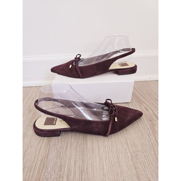 Dolce Vita Shoes - Dolce Vita Payge Pointed Toe Slingback Flats 10 Bow Suede Leather Burgundy Red
